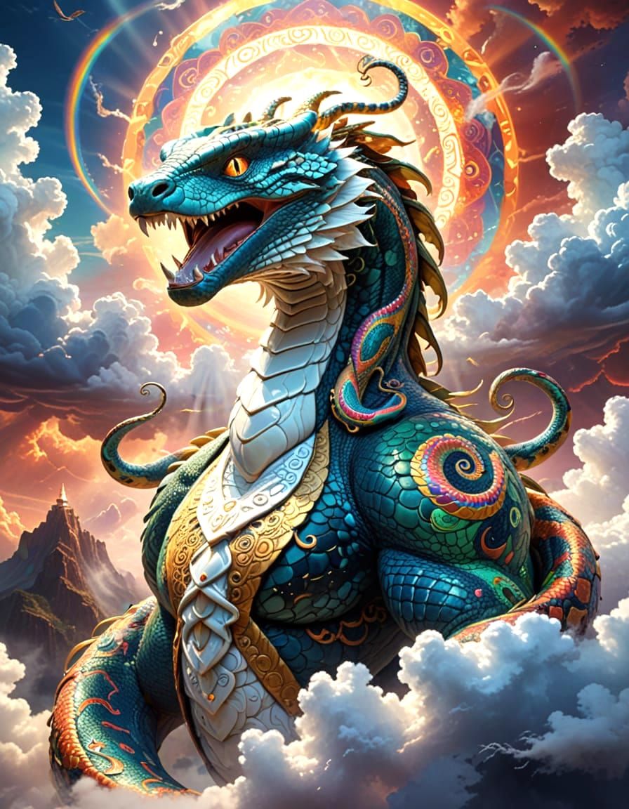 Mystical Snake Ascends to Heavenly Realm