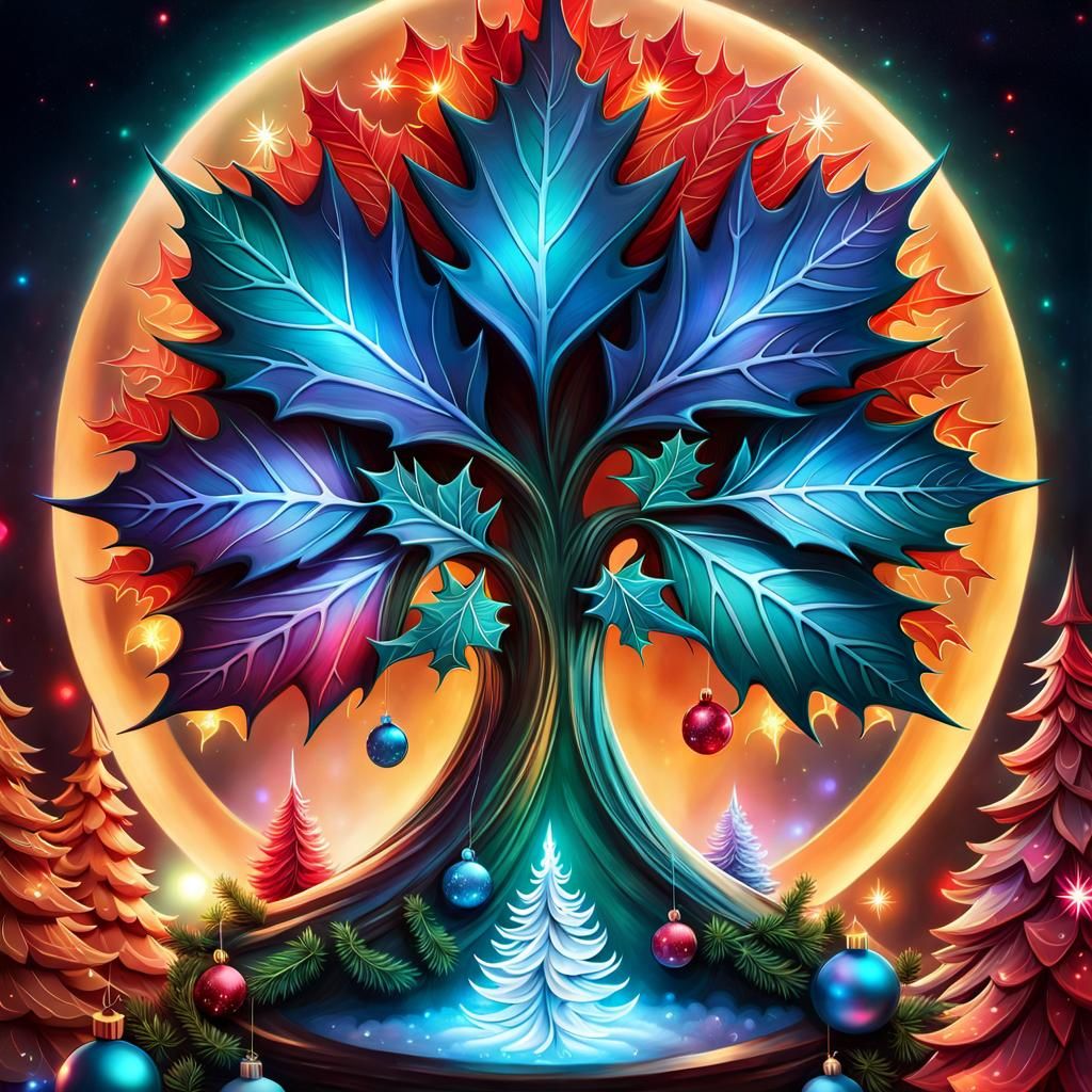Maple Leaf Christmas Tree in Fantasy Style
