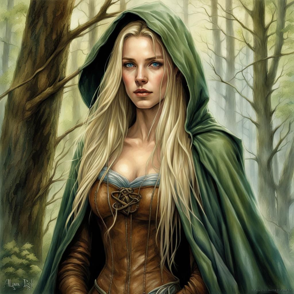 Fantasy Ranger in Forest, Hyperrealistic Concept Art