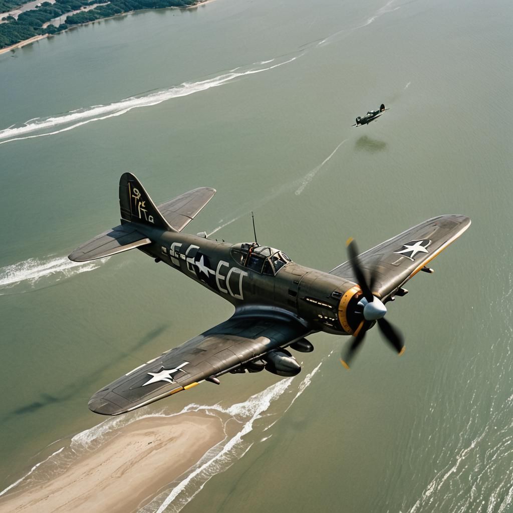 WWII P-47 Thunderbolt Over Vietnam Beach