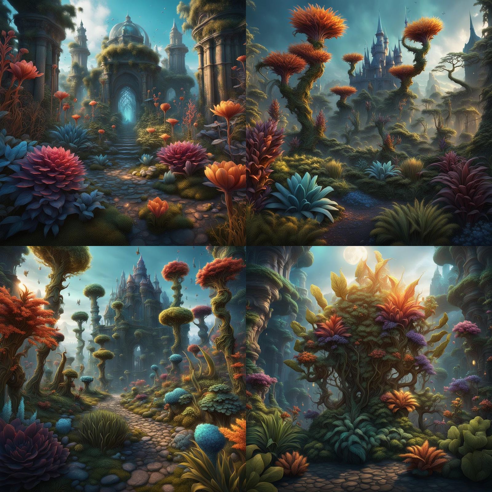 Fantastical Magical Plants in Detailed Matte Painting