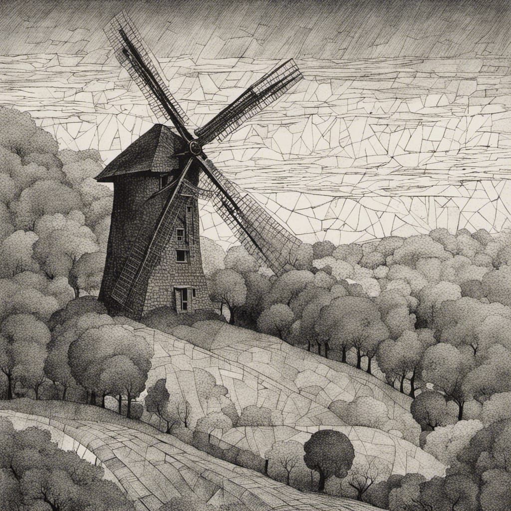 Autumn Windmill Inspired by Klee and Finlay