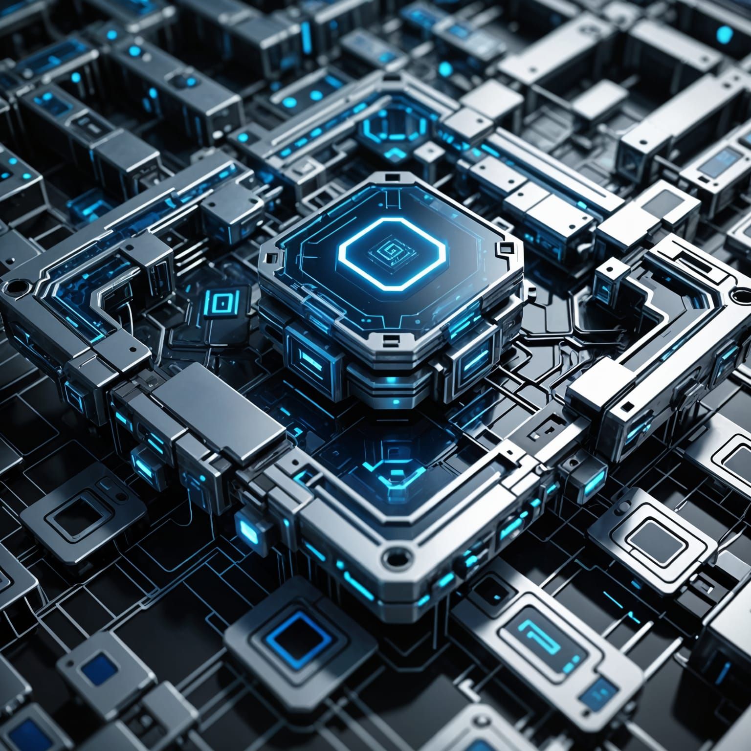 Intricate Futuristic Device with Glowing Circuits