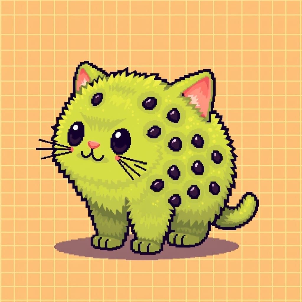 Pixel art kiwi cat