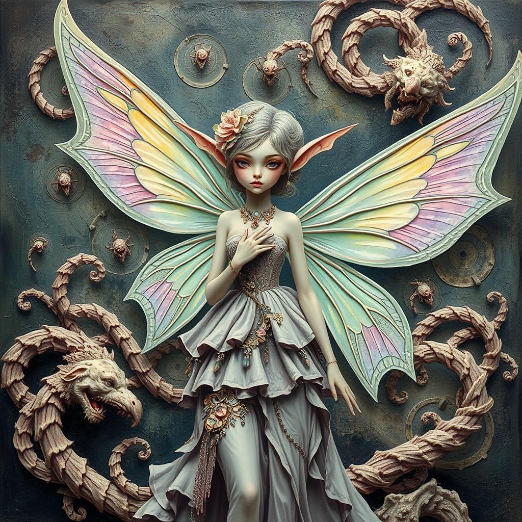 Pastel Fairy Elf in Surreal Impasto Style