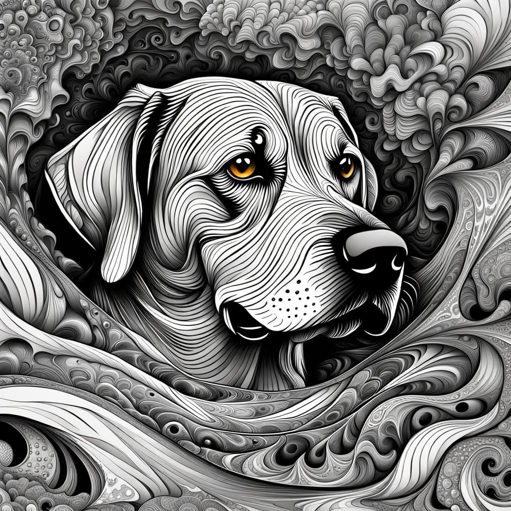 Dystopian Dog Scavenging in Poverty: Digital Art