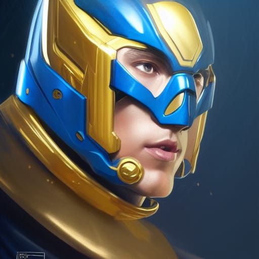 Cosmic Superhero Portrait in Hyperdetailed Style