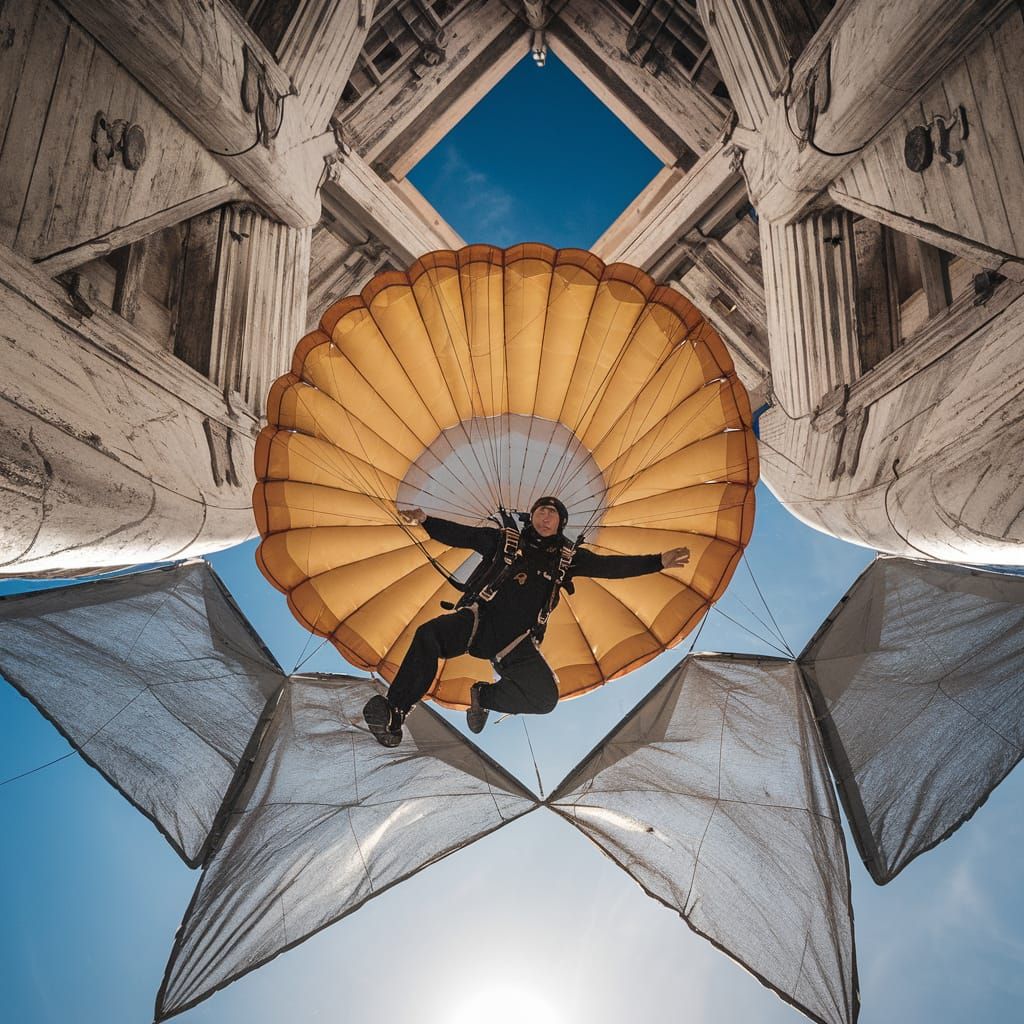 Skydiver Floats with da Vinci Parachute Design