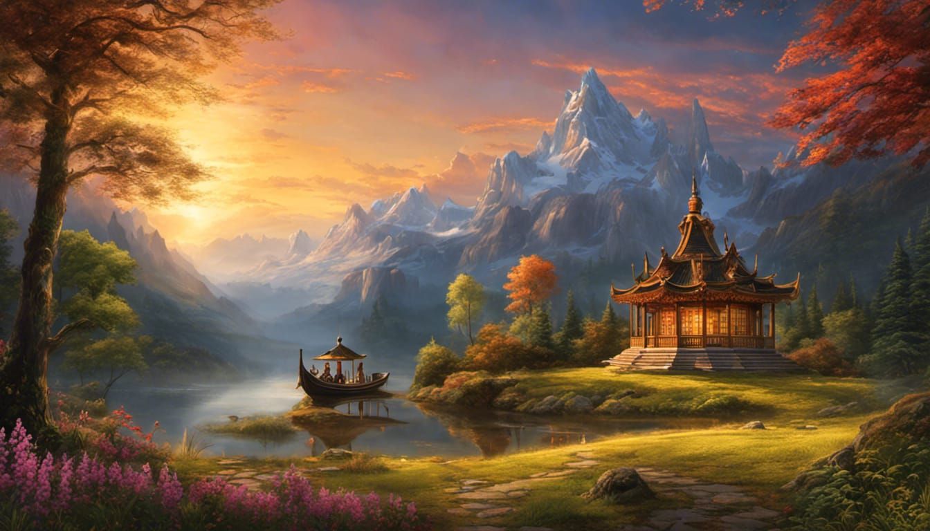 Gorgeous Goddess Portrait with Waterfalls in Pastel Colors