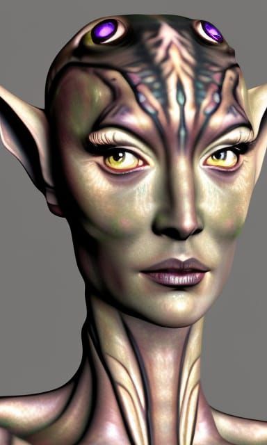 Realistic Elven Alien-Human Hybrid Female Portrait