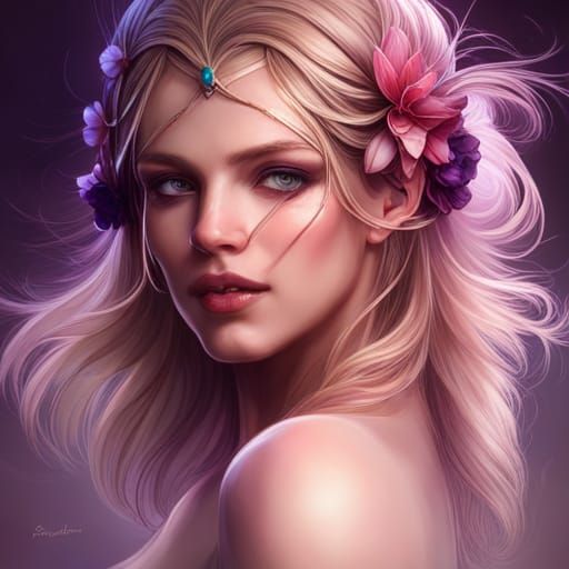 Goddess of Love: Hyperdetailed Portrait in Triadic Colors