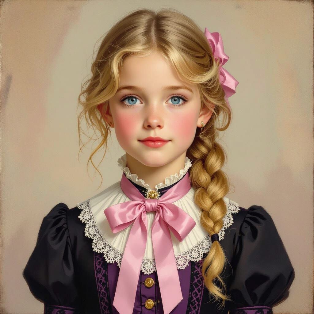 Victorian Girl Portrait as Classical Era Painting