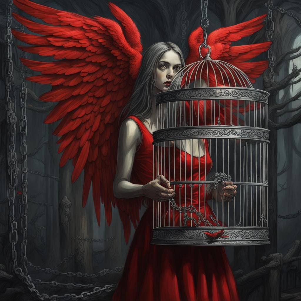 Captive Angel: A Doré-Inspired Horror Portrait
