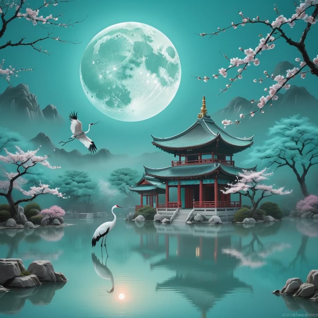Turquoise Dream: Asian Temples Under the Moon