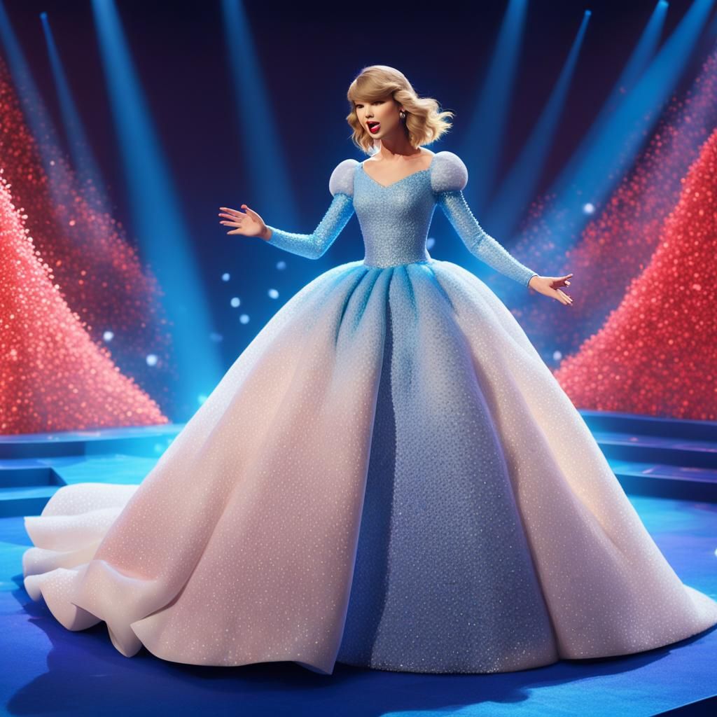 Taylor Swift Concert in Glittering Gown: 3D Digital Art