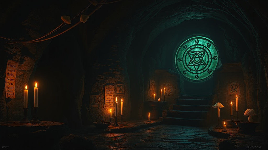 Mystical Underground Chamber in Dark Fantasy Style