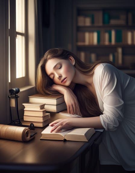Beautiful Woman Sleeping in Dimly Lit Bedroom