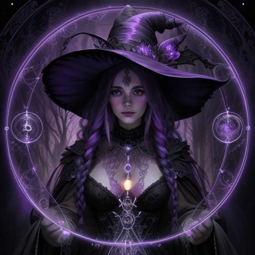 Ethereal Witch Casting Spell in Dark Fantasy Art