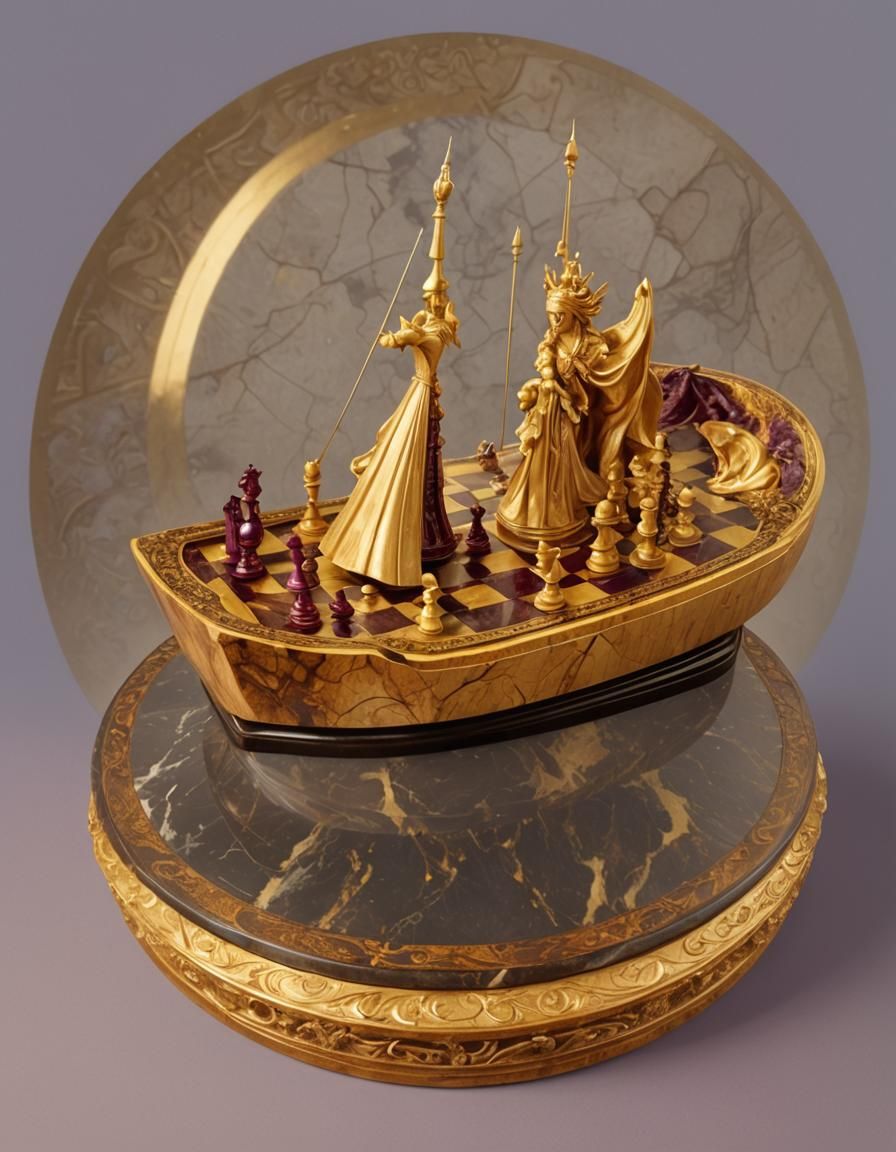 Ornate Chess Game in Art Deco Style