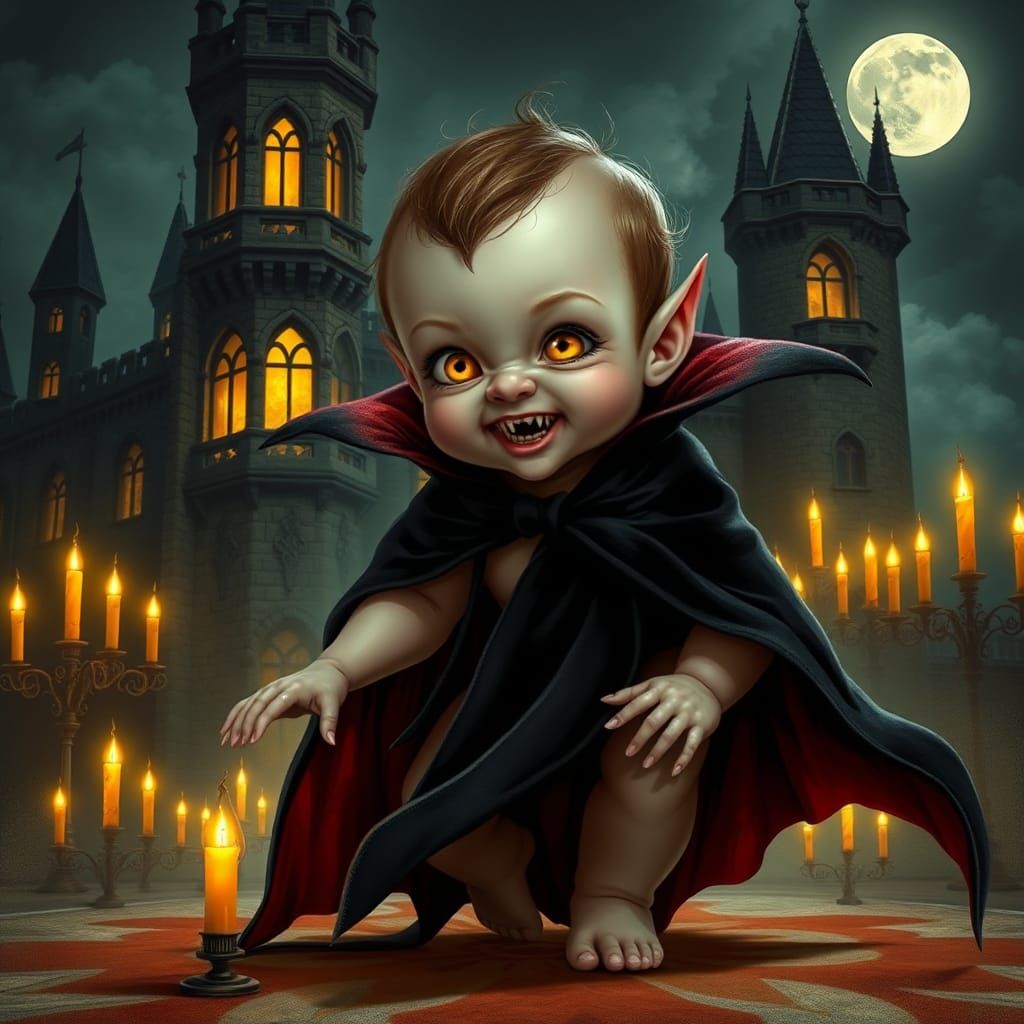 Baby Dracula taking his baby steps (or baby bites)