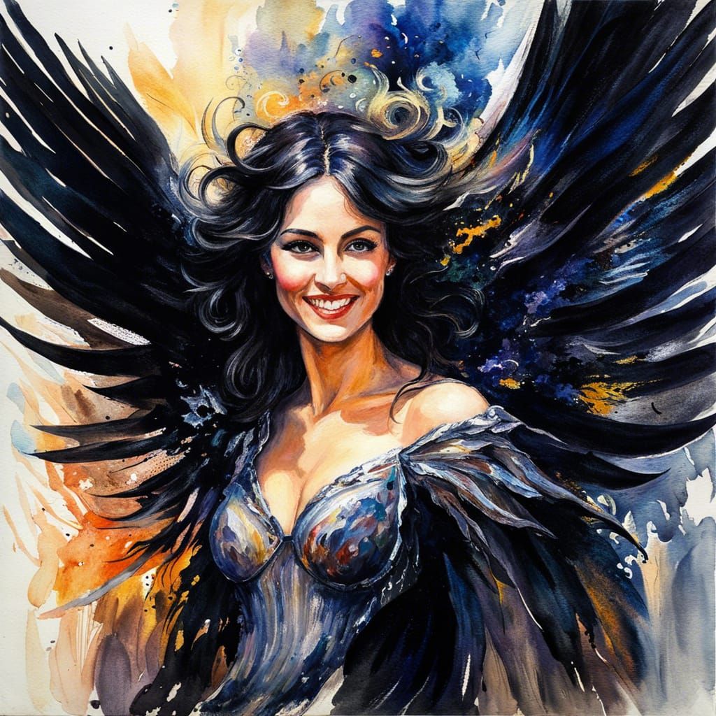 Sorceress with Shadow Monster, Impressionist Style