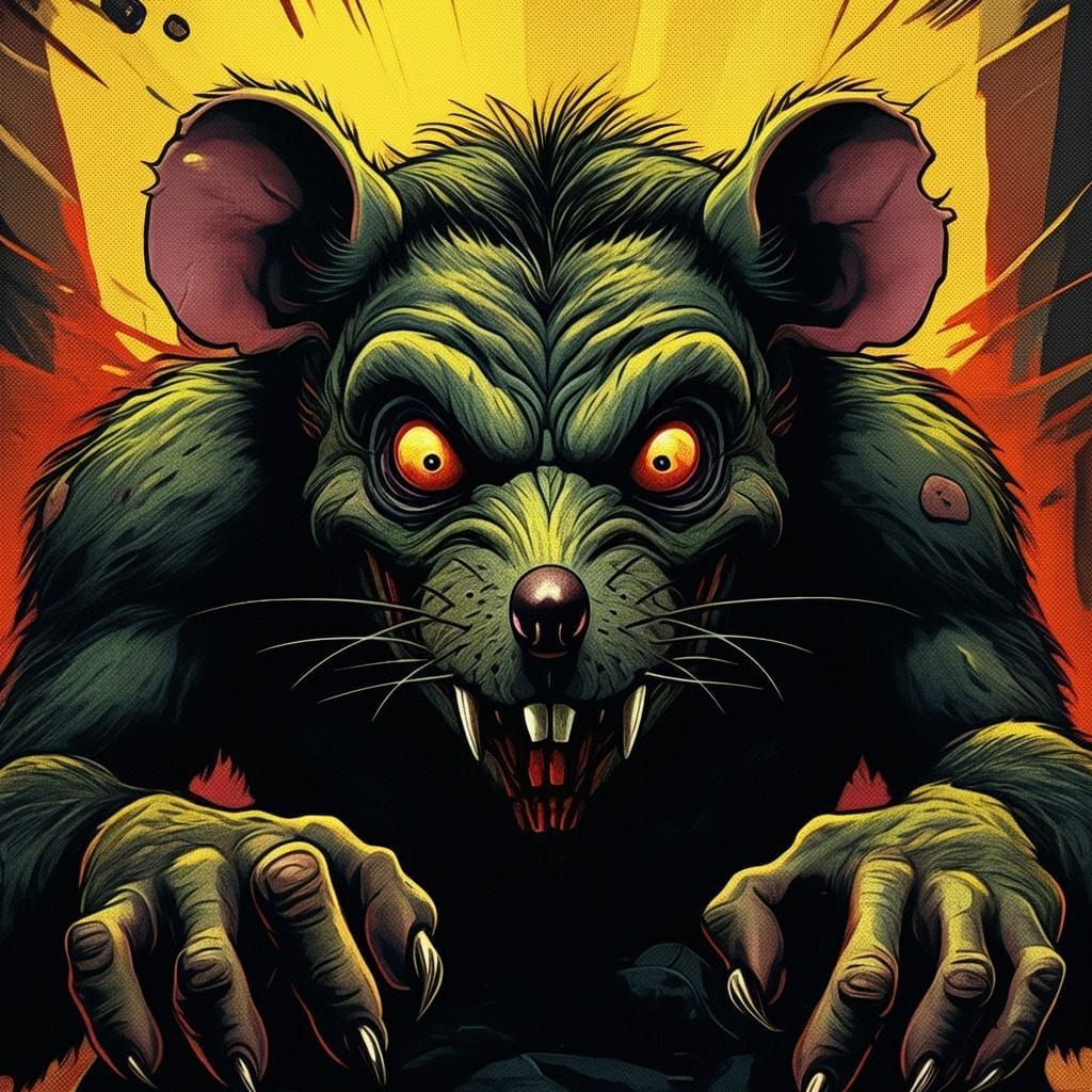 Dynamic Comic Book Illustration of a Menacing Ratfink Monste...