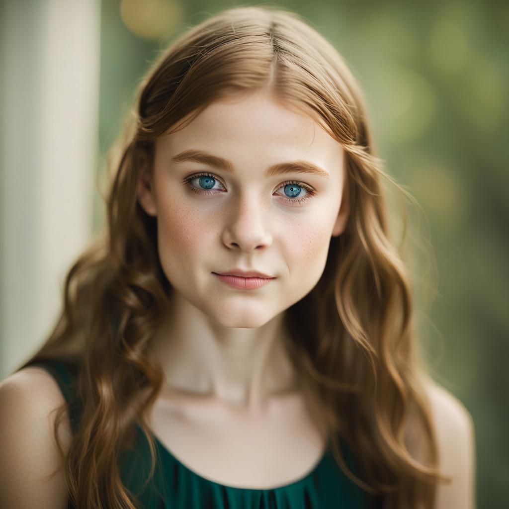 Elegantly Dressed Teenage Girl in a Soft Green Prom Dress