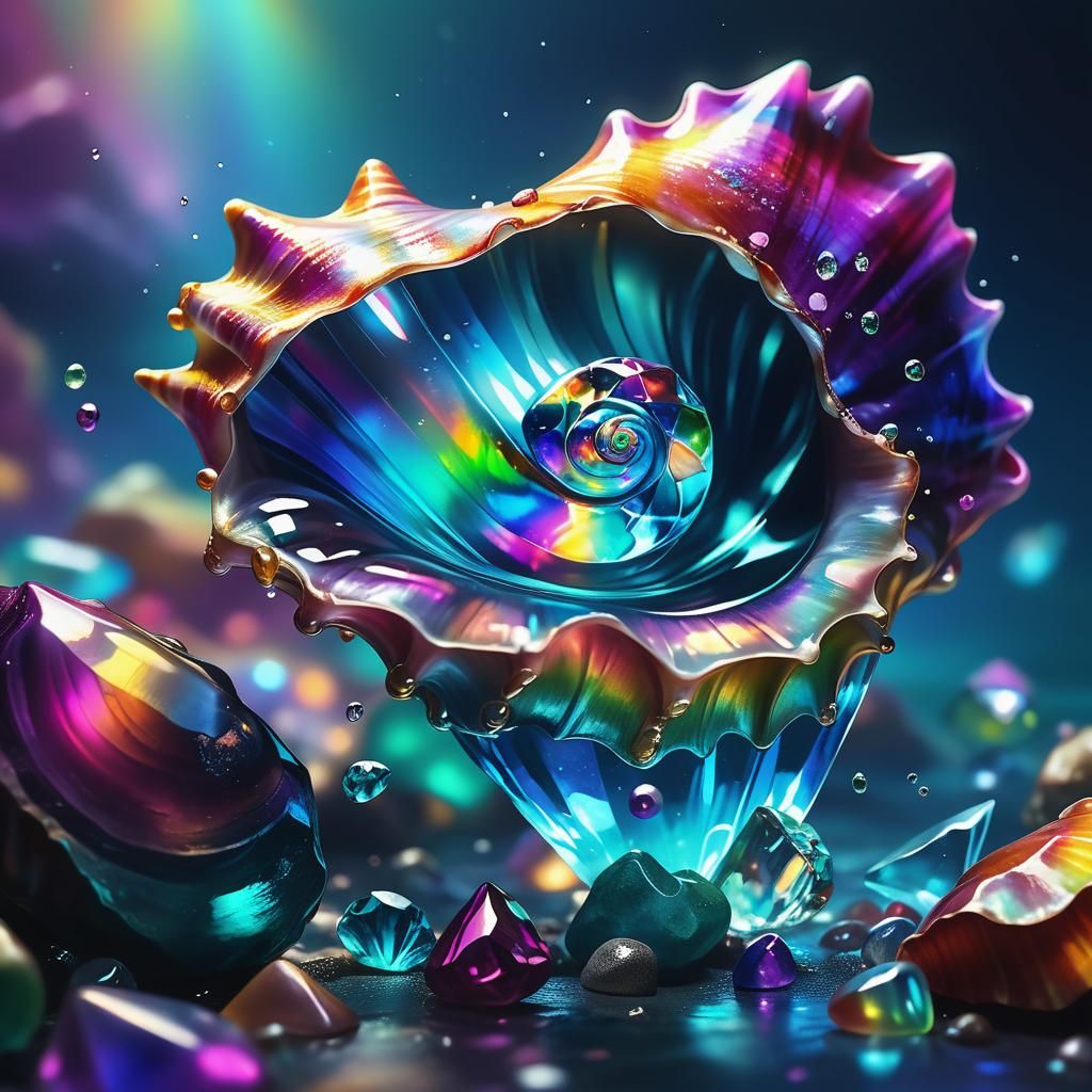 Rainbow Conch Plunging into Gemstone Sea