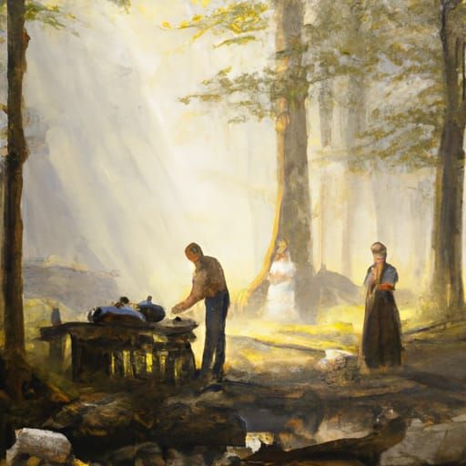 Peaceful Morning Scene in Oil Painting Style