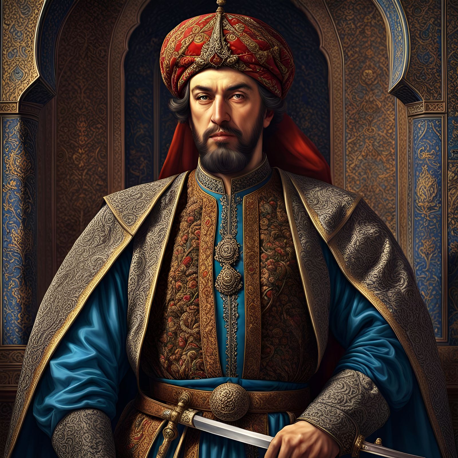 Shah Ismail I Safavid in Detailed Digital Art