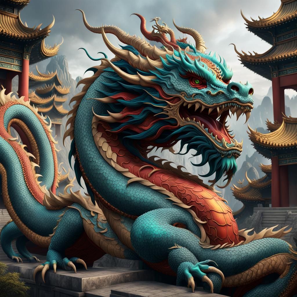 Majestic Chinese Dragon Fantasy Concept Art