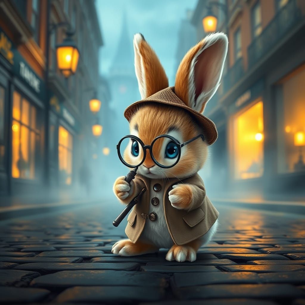 Cinematic Fluffy Bunny Sherlock Investigates Old London
