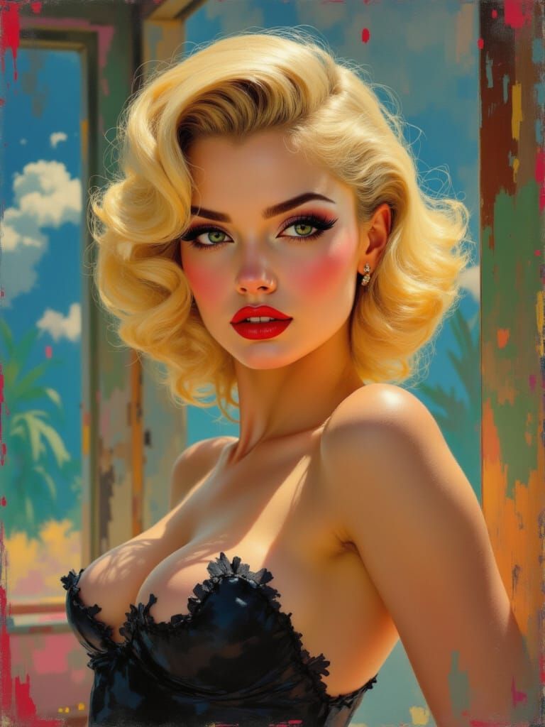1950s Pin-Up Woman With Bold Gaze