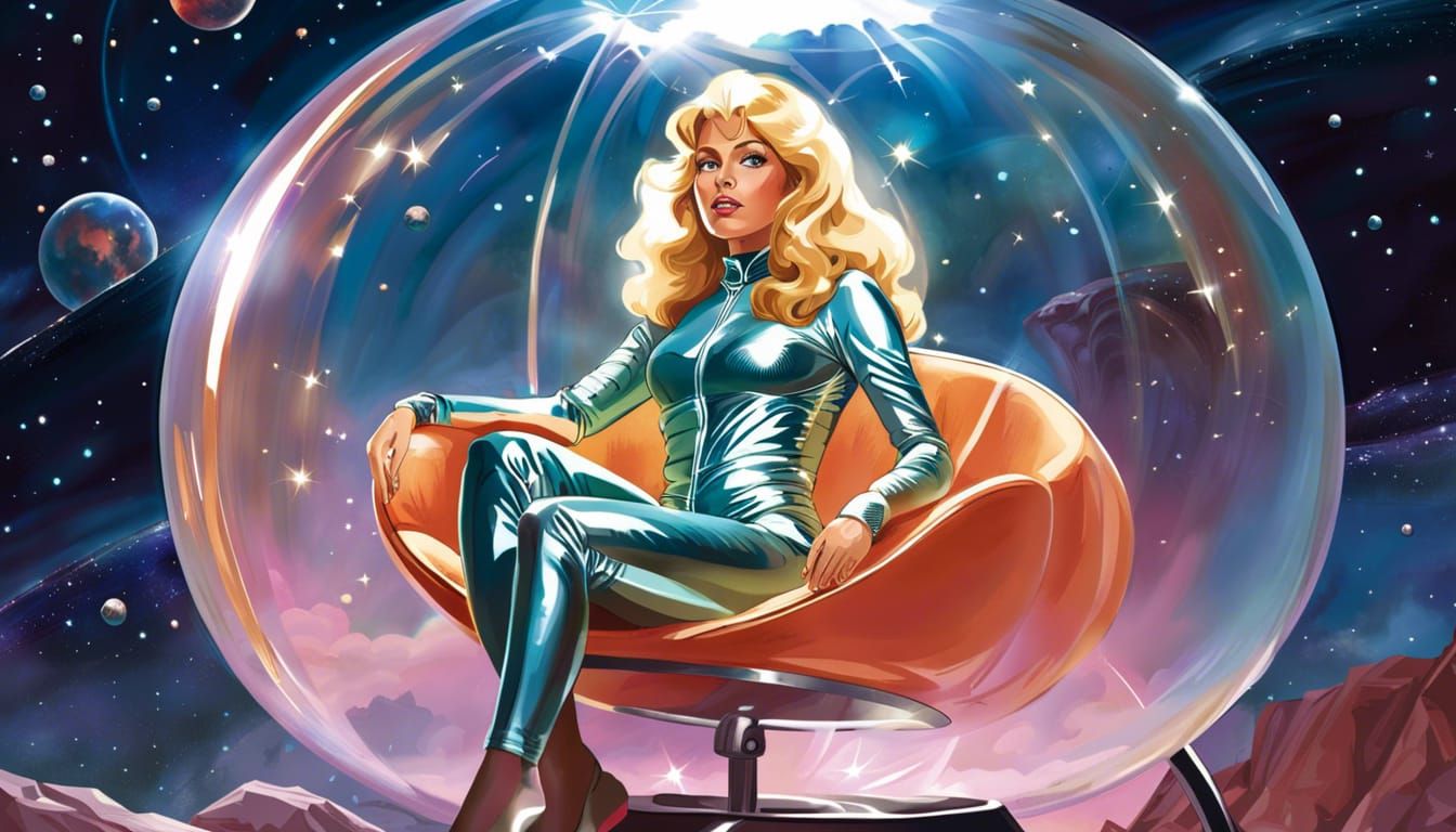 Barbarella in Space: A Realistic Metallic Portrait