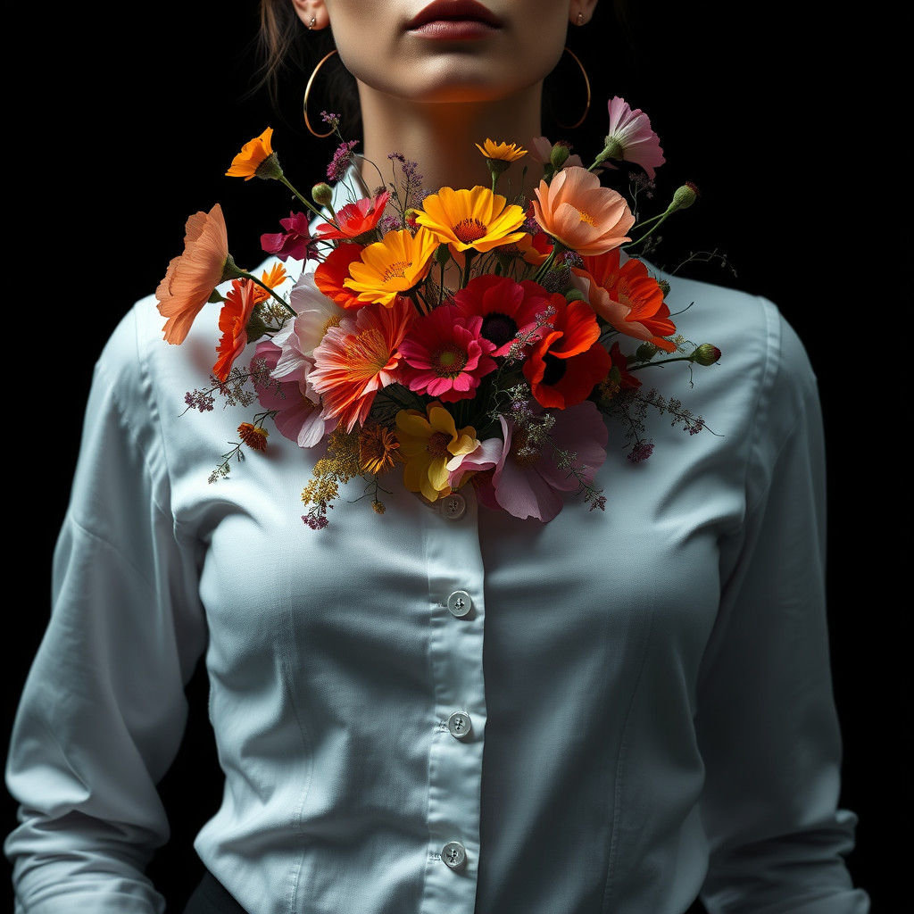 Floral Torso in High-Contrast Matte Painting