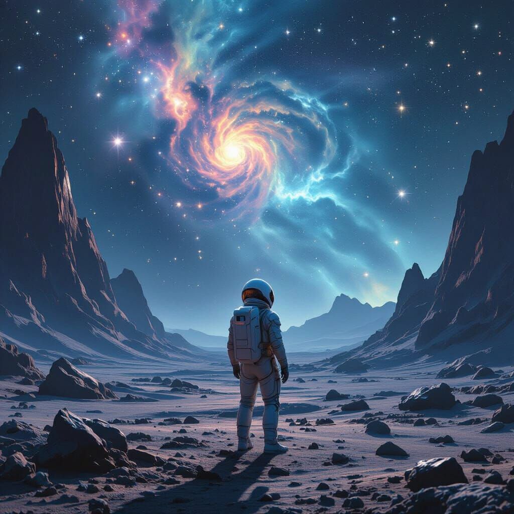 Astronaut on Alien Planet in Hyperrealistic Style