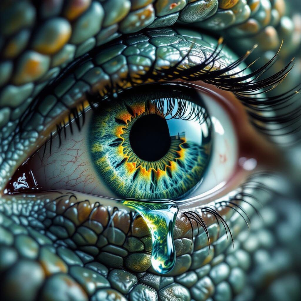 Dragon's Eye Close-up with Tears