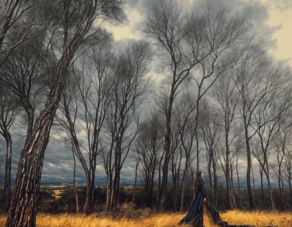 Woman in Landscape, Goya-Inspired Romanticism