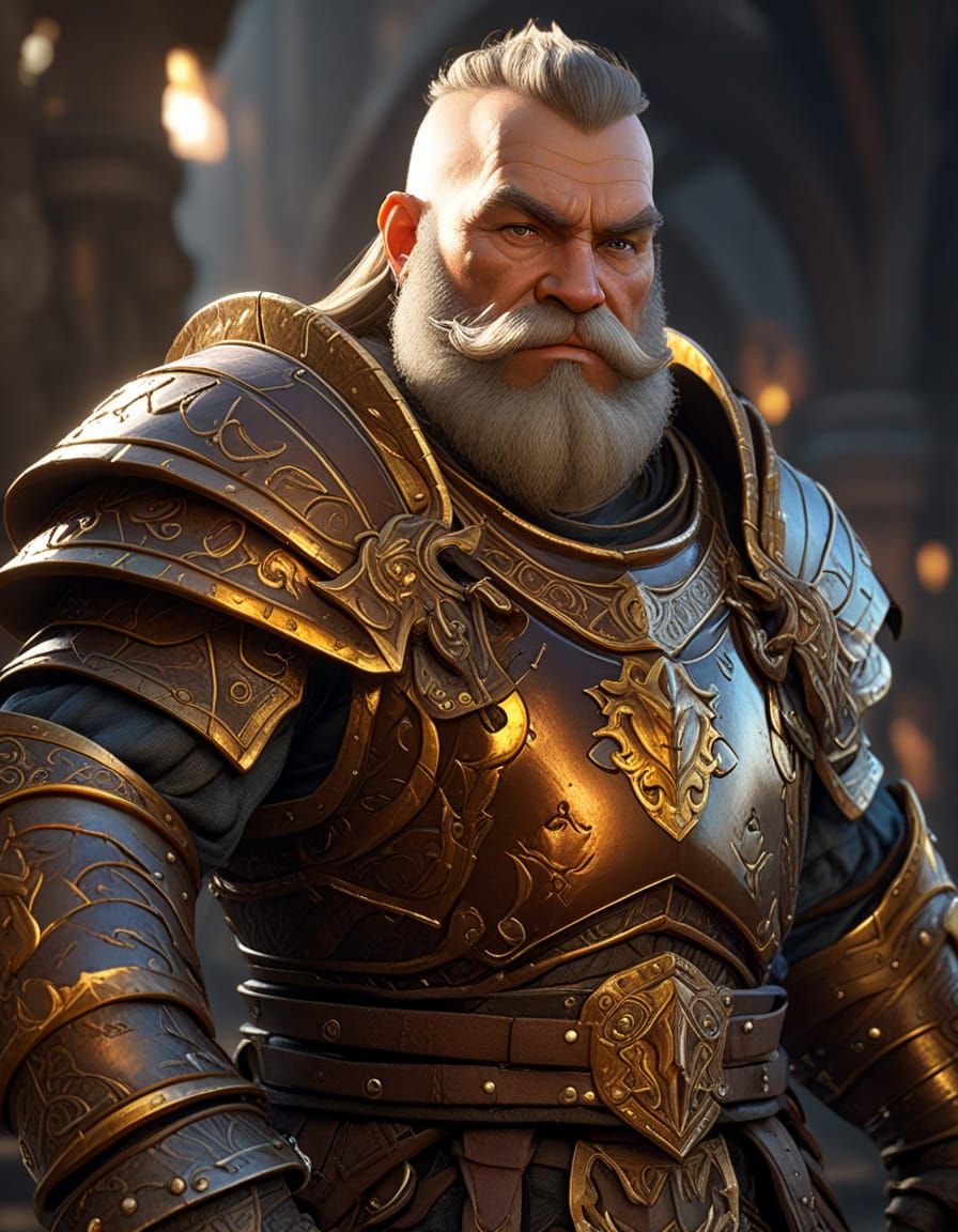 D&D Dwarf Warrior in Golden Light