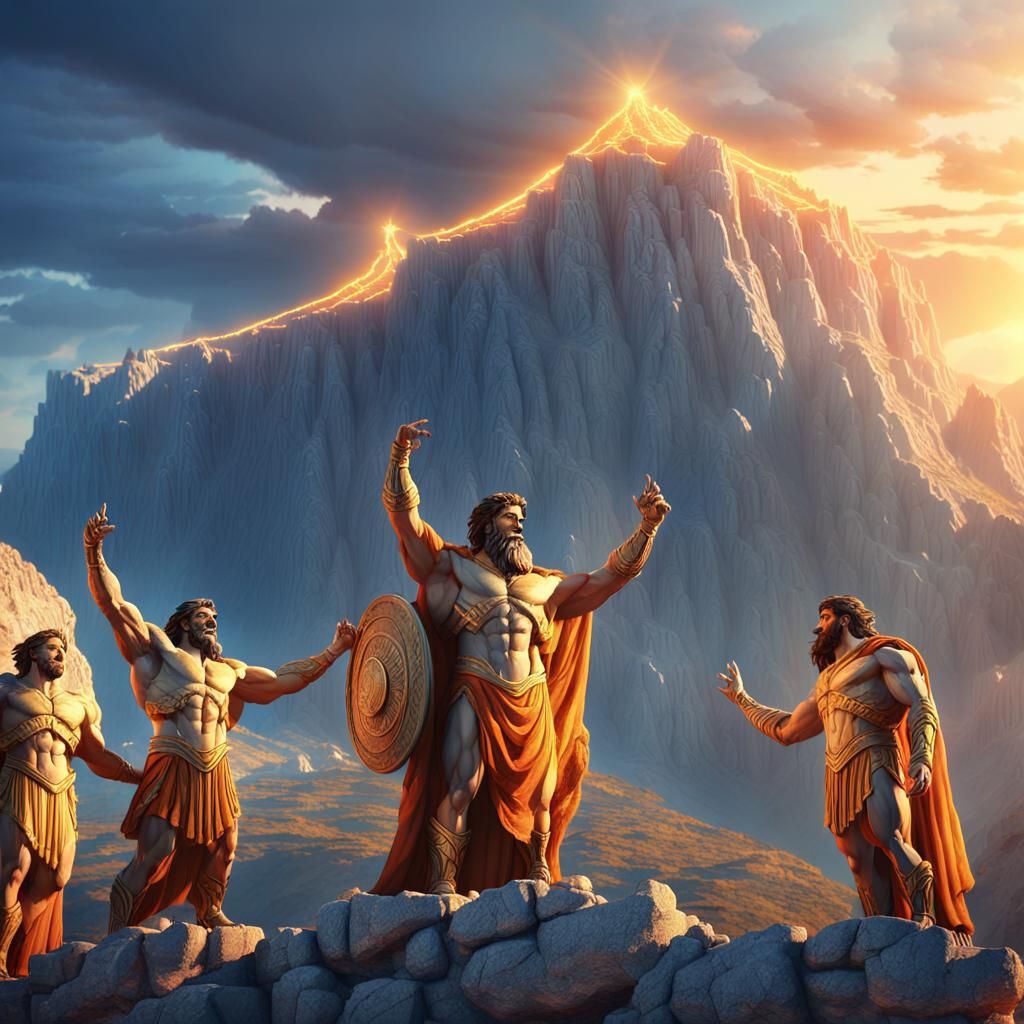 Greek Titans Triumphant on Mount Olympus