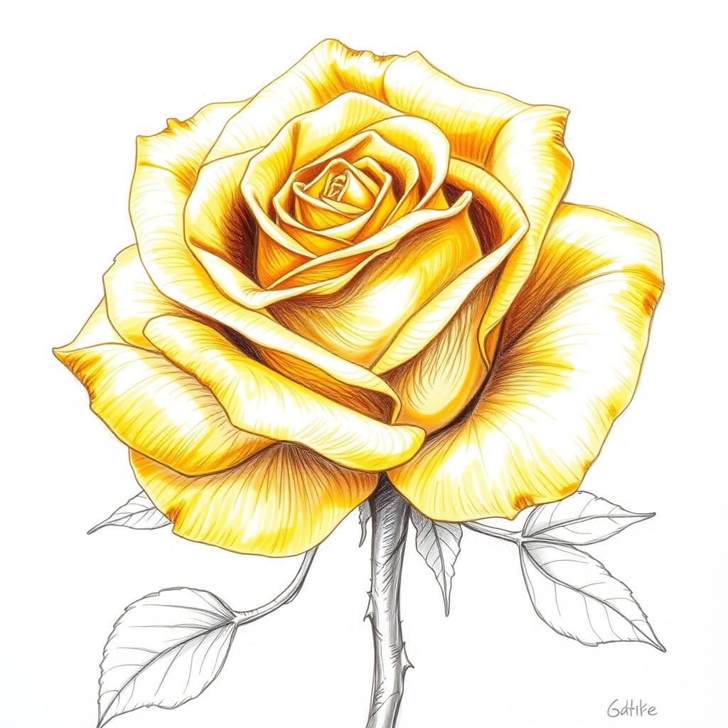 Golden Rose Portrait in Da Vinci's Bistre Style