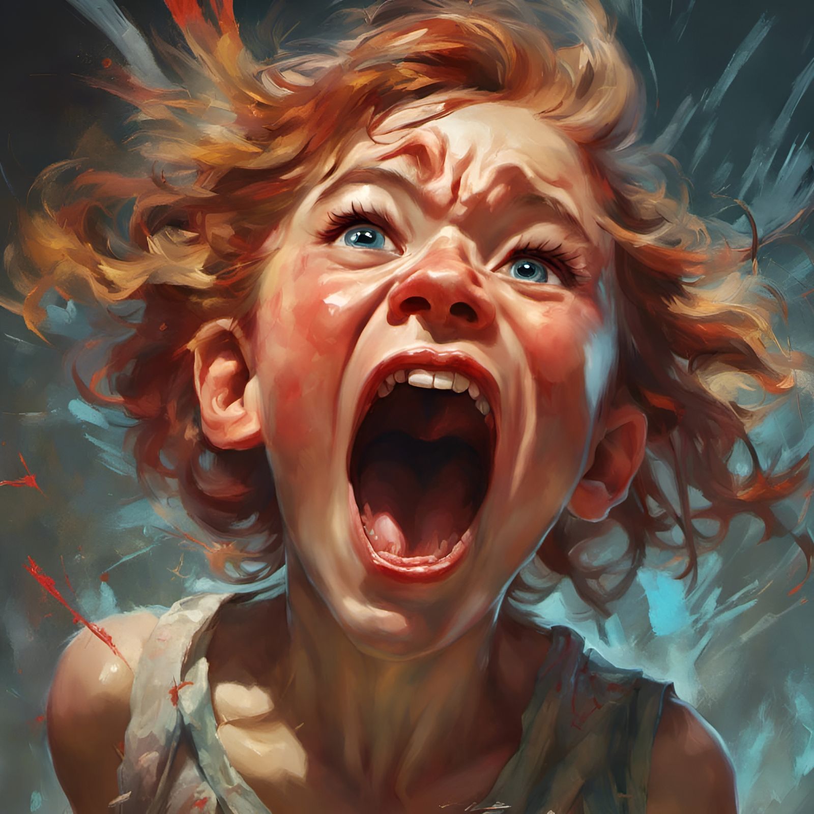 Terrified Pan Portrait in Hyperrealistic Cartoon Style