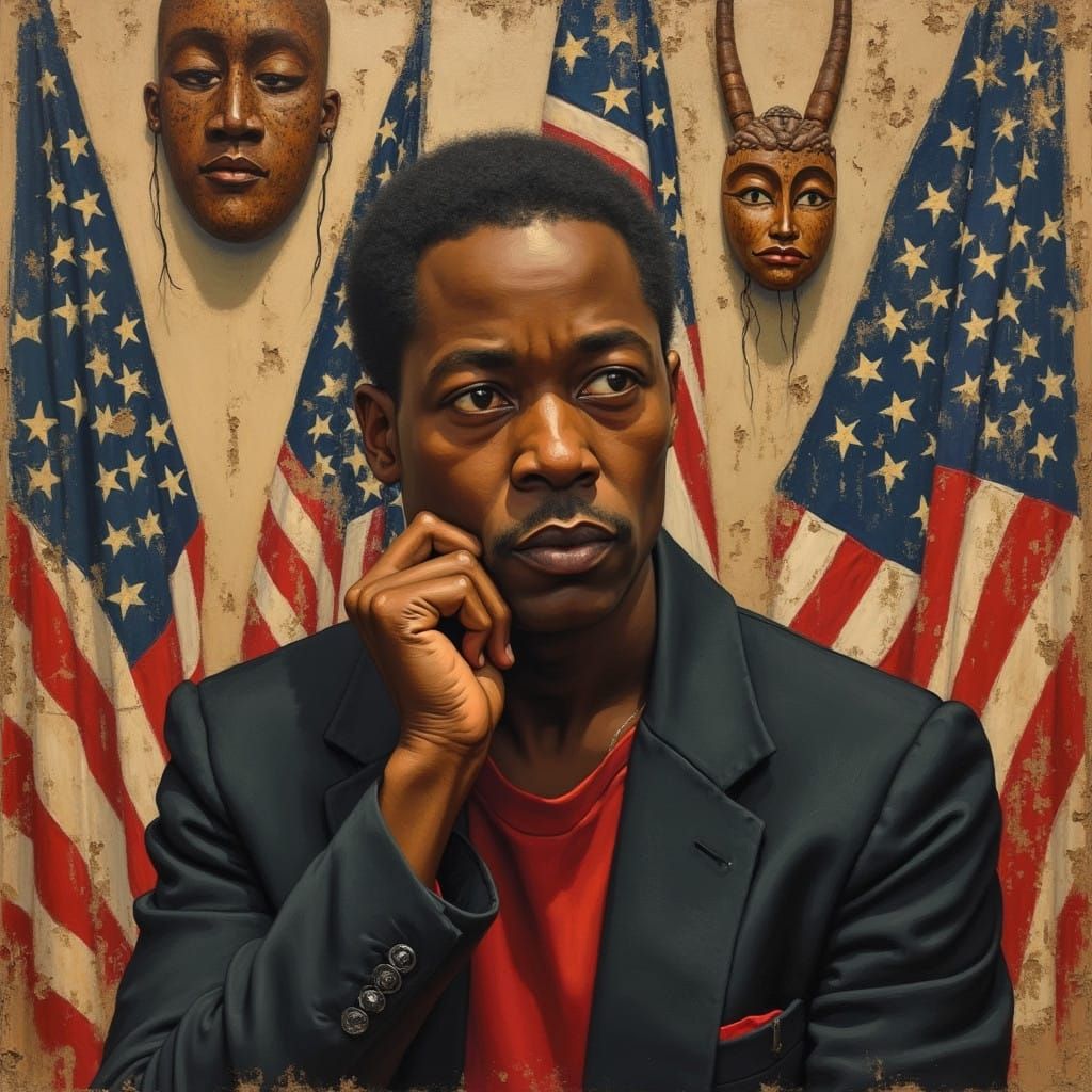 A Contemplative Portrait of James Baldwin, Blending African...