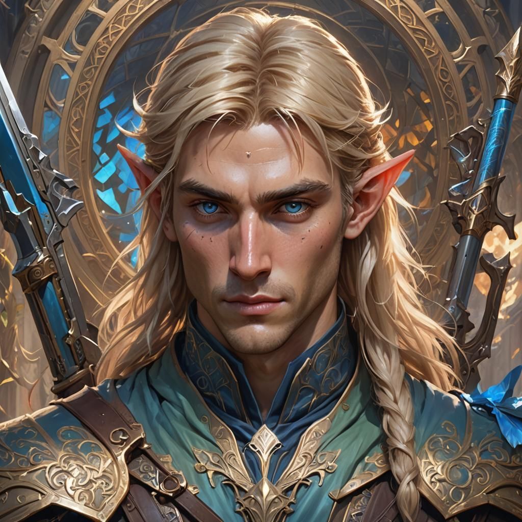 Elven Weapons Merchant: Fantasy Art Portrait