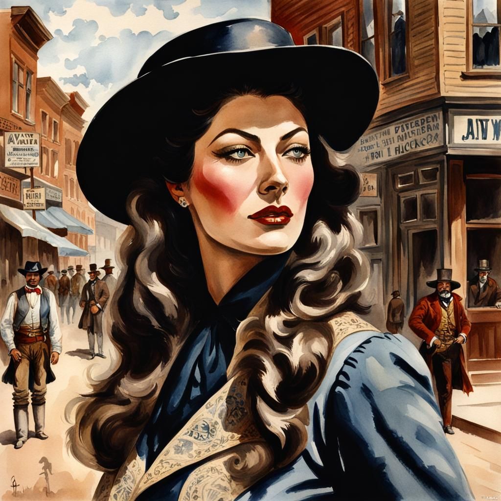 Ava Gardner as Wild Bill Hickock Watercolor
