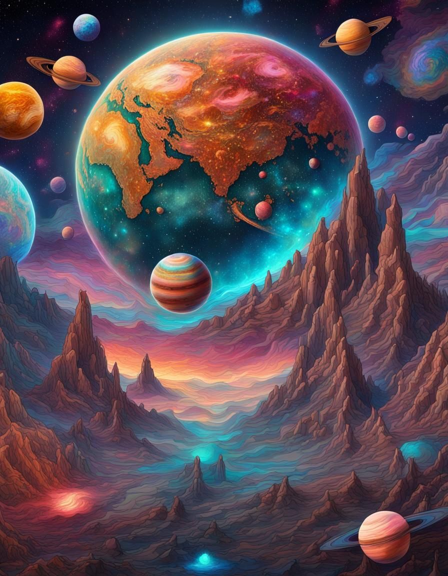 Martian Wall Art Print in Visionary Style