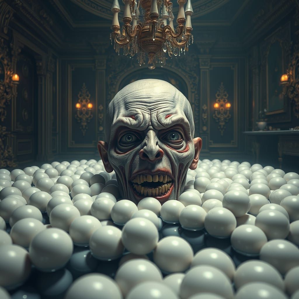 Grotesque Face Emerges in Hyperrealistic Cinematic Style