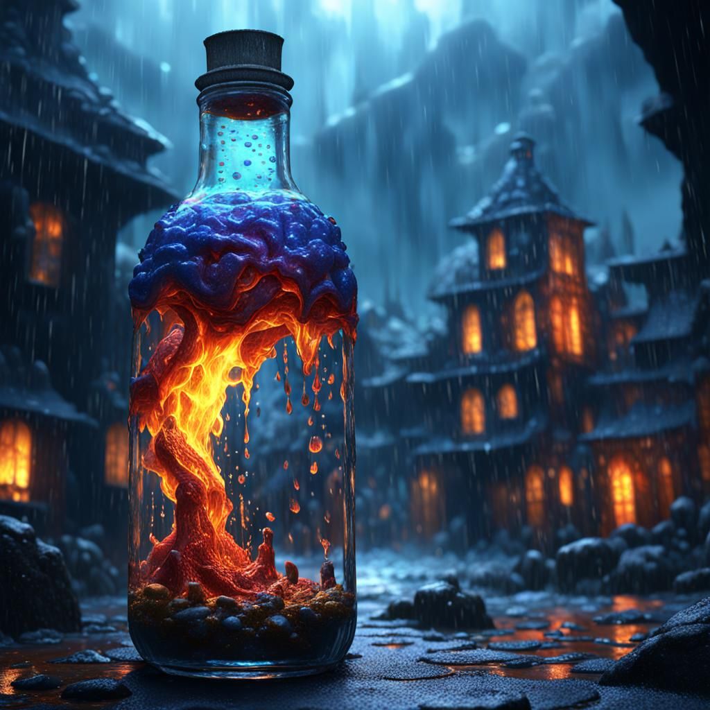 Fire and Rain Trapped: Detailed Fantasy Concept Art