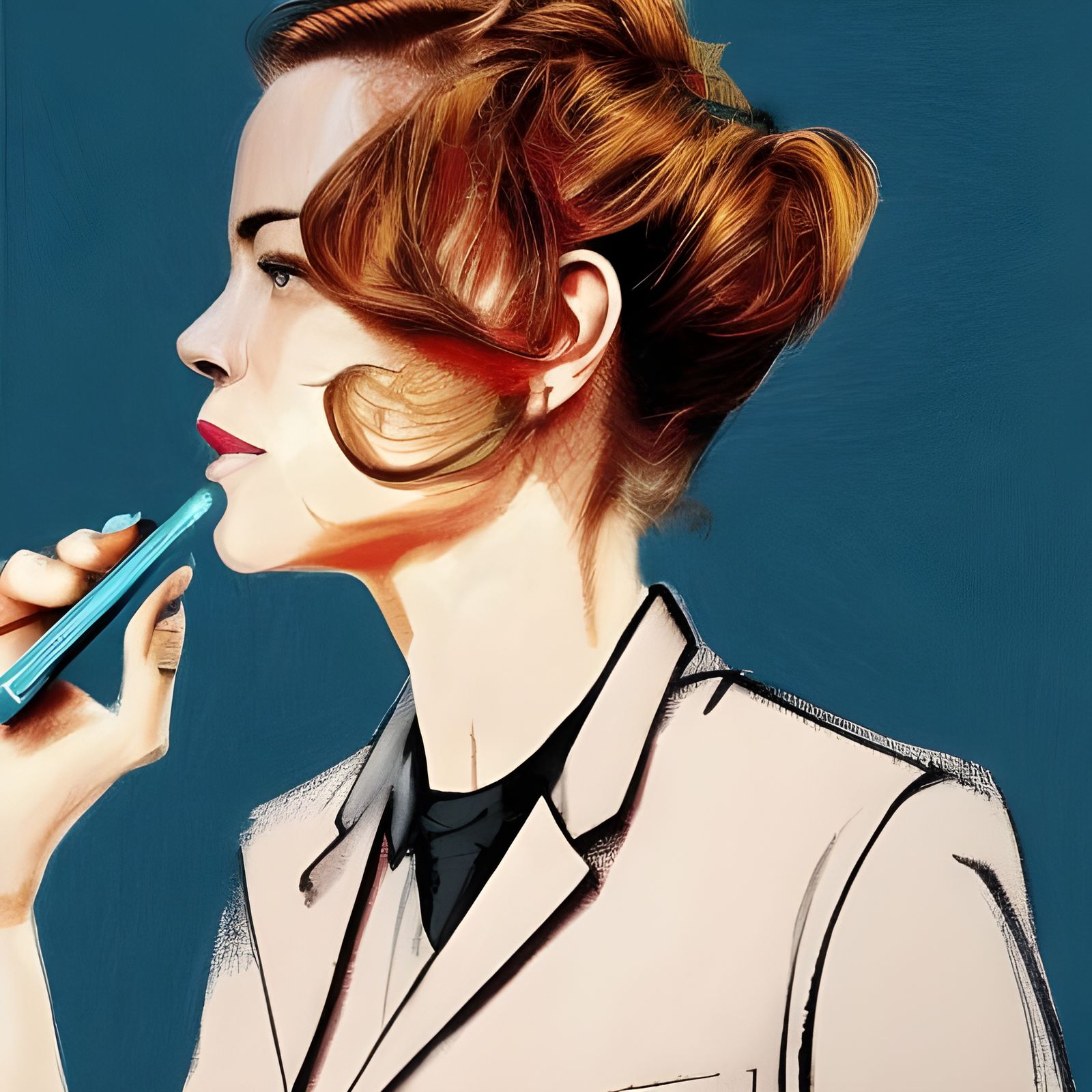 Stylish Woman in Business Suit as Digital Art