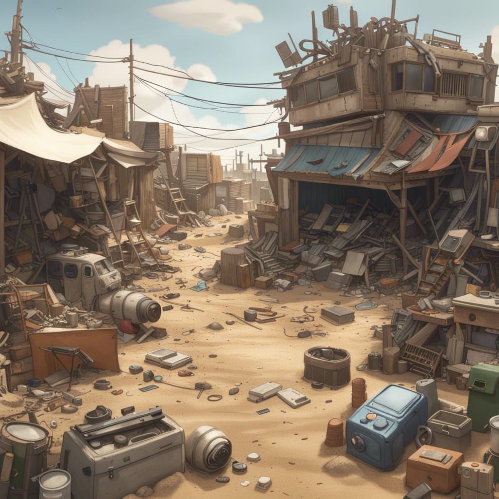 Studio Ghibli Style Wasteland Concept Art